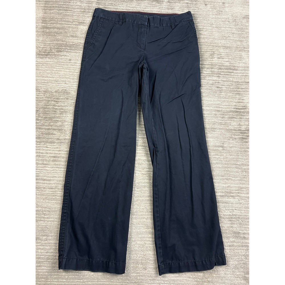 Izod Pants Women 12R Navy Blue Saltwater Chino Straight Leg Cotton Mid Rise